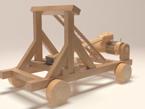 catapult wooden toy for kids 3D Model