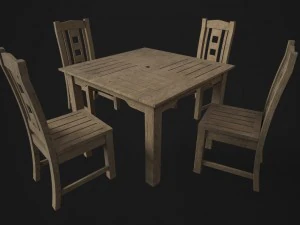 테이블의자거리 3D 모델