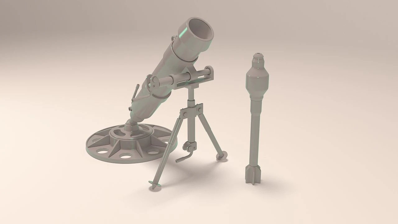 silent mortar 2b25 3D Model .c4d .max .obj .3ds .fbx .stl .blend 