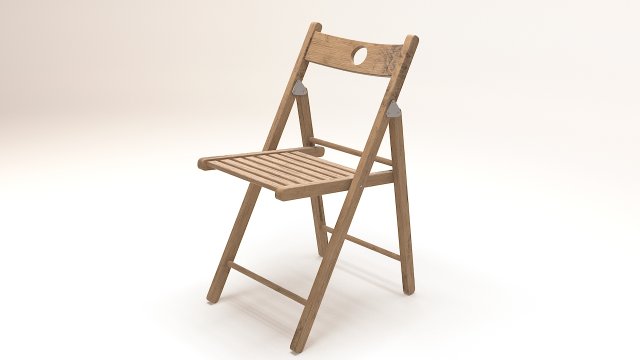 folding chair wood Model 3D .c4d .max .obj .3ds .fbx .stl .blend 
