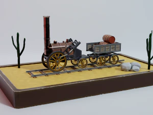 기관차 로켓 3D 모델