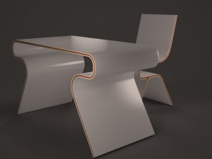 table and chair design Modelo 3D