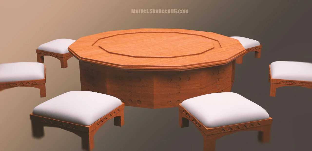 arabic furniture table 3D Model .c4d .max .obj .3ds .fbx .stl .blend