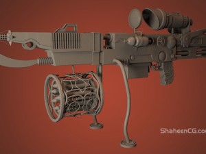 highpoly steampunk rifle 3D-Modell