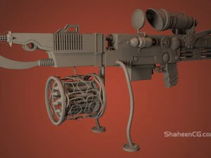 rifle steampunk de alto poli Modelo 3D