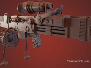 highpoly steampunk rifle 3D Model