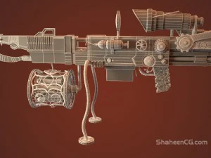 highpoly steampunk rifle 3D Model