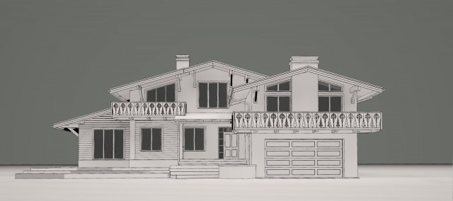chalet house 3D 模型 .c4d .max .obj .3ds .fbx .stl .blend