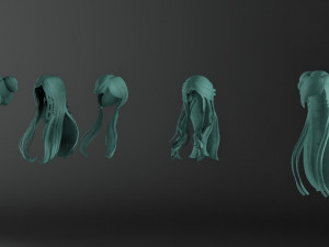 set woman hairstyle 5 types Modèle 3D