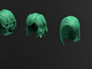 set woman hairstyle 5 types 3D Model