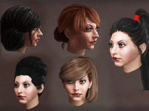 impostare l'acconciatura da donna in 10 tipi Modello 3D