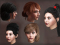 set woman hairstyle 10 types Modèle 3D