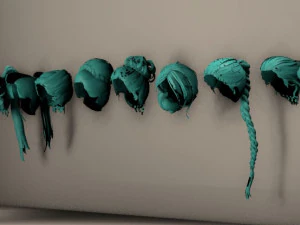 set woman hairstyle 10 types 3D Model
