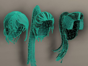 set woman hairstyle 10 types Modelo 3D