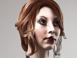 set woman hairstyle 5 types 3D Model