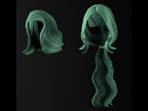 set woman hairstyle 5 types 3D Model