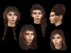 set woman hairstyle 5 types 3D Модель