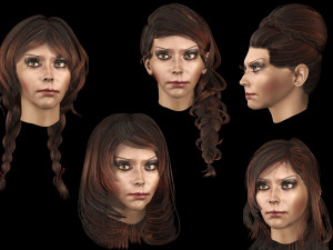 set woman hairstyle 5 types 3Dモデル