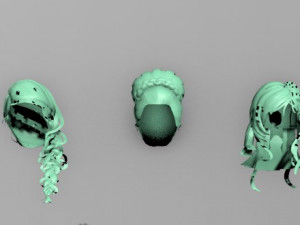 set woman hairstyle 5 types 3Dモデル