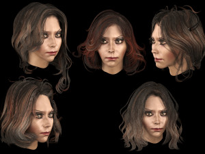 set woman hairstyle 5 types 3D Модель