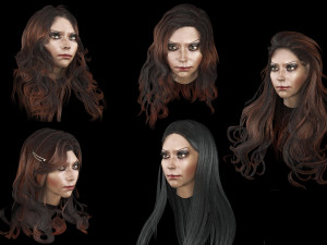 set woman hairstyle 5 types 3Dモデル