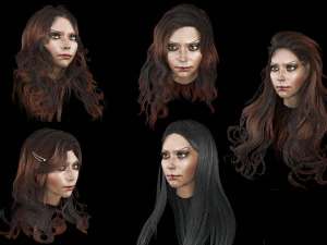 набір жіночих зачісок 5 видів 3D Модель