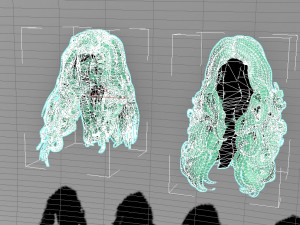 set woman hairstyle 5 types 3D 모델