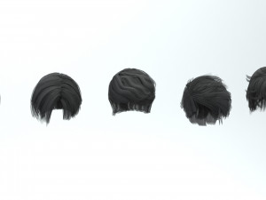 set male hairstyle 5 types Modelo 3D