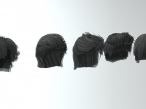 set male hairstyle 5 types 3D Model