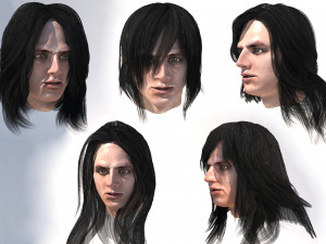 set male long hairstyle 5 types 3D मॉडल