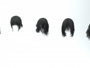 set male long hairstyle 5 types Modelo 3D