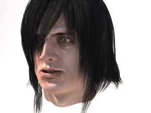 set male long hairstyle 5 types Modelo 3D