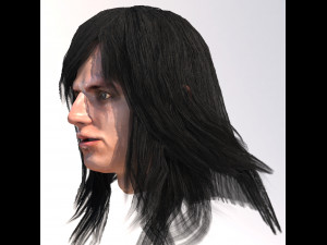 set male long hairstyle 5 types Modelo 3D