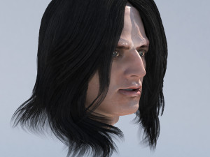 set male long hairstyle 5 types Modelo 3D