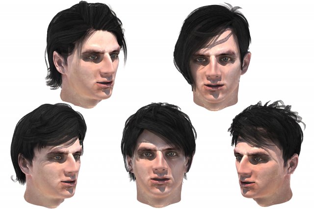 set male hairstyle 5 types 3D Модель .c4d .max .obj .3ds .fbx .stl .blend 