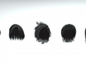 set male hairstyle 5 types 3D Модель