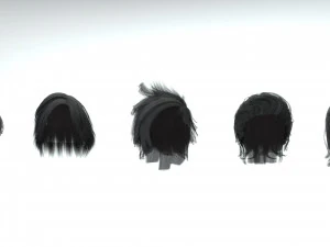 set male hairstyle 5 types 3D Model