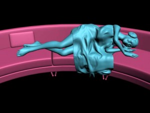 girl and sofa Model 3D