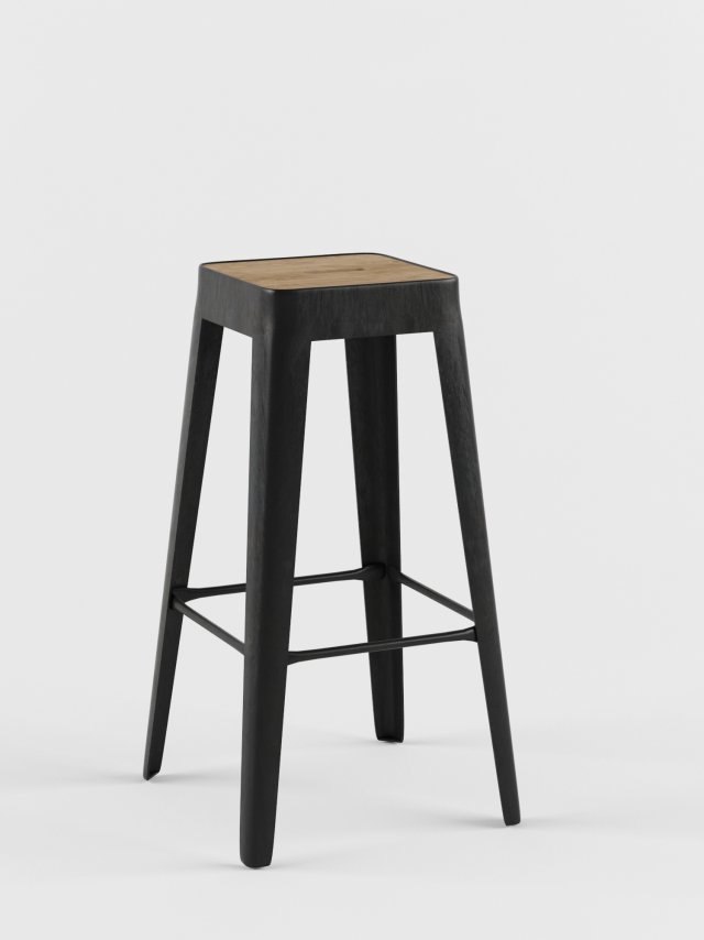 tabouret de bar en manguier et metal Modelo 3D .c4d .max .obj .3ds .fbx .stl .blend 