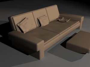 sofa with foot rest 3D Model