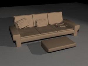sofa with foot rest 3D Model