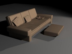 sofa with foot rest 3D Model