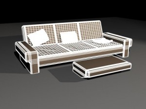 sofa with foot rest 3D Model