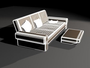 sofa with foot rest 3D Model