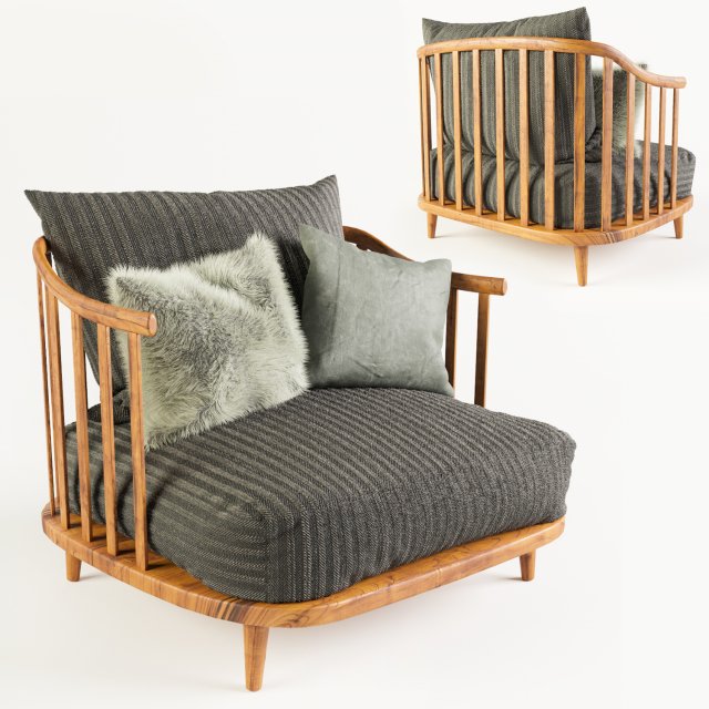 Armchair 02 3D 모델 .c4d .max .obj .3ds .fbx .stl .blend 