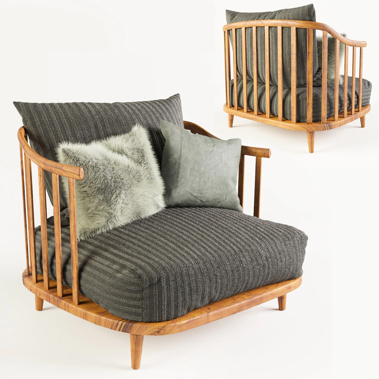 Armchair 02 3D Model .c4d .max .obj .3ds .fbx .stl .blend 