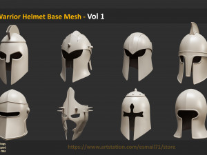 45 Warrior Helmet Base Mesh - Vol 1 Modelo 3D