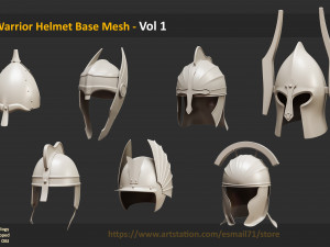 45 Warrior Helmet Base Mesh - Vol 1 Modelo 3D