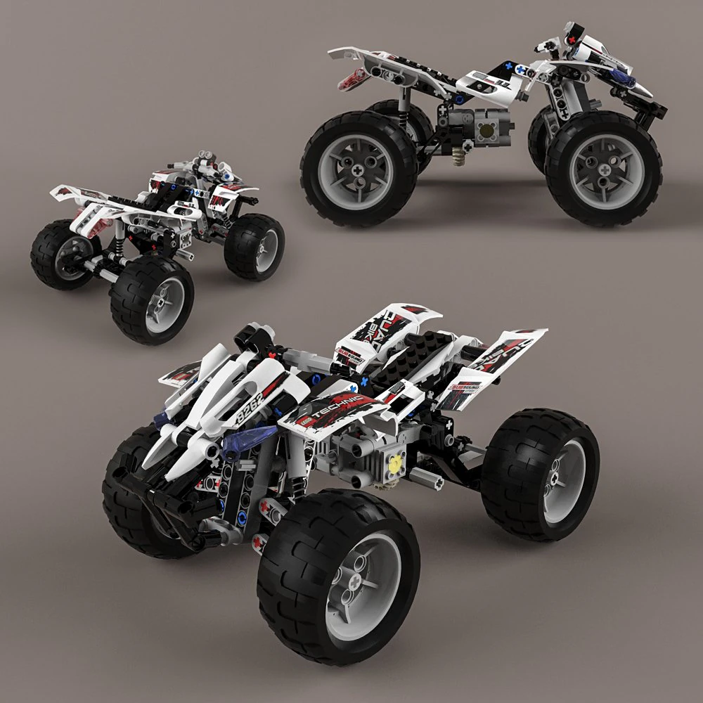 lego technic quad-bike 3D Model .c4d .max .obj .3ds .fbx .stl .blend