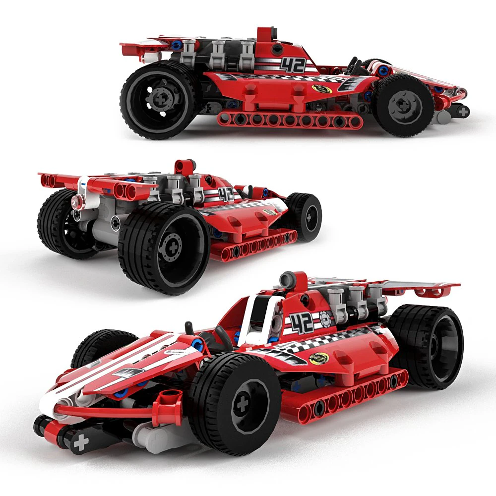 lego technic race car 3D Model .c4d .max .obj .3ds .fbx .stl .blend 